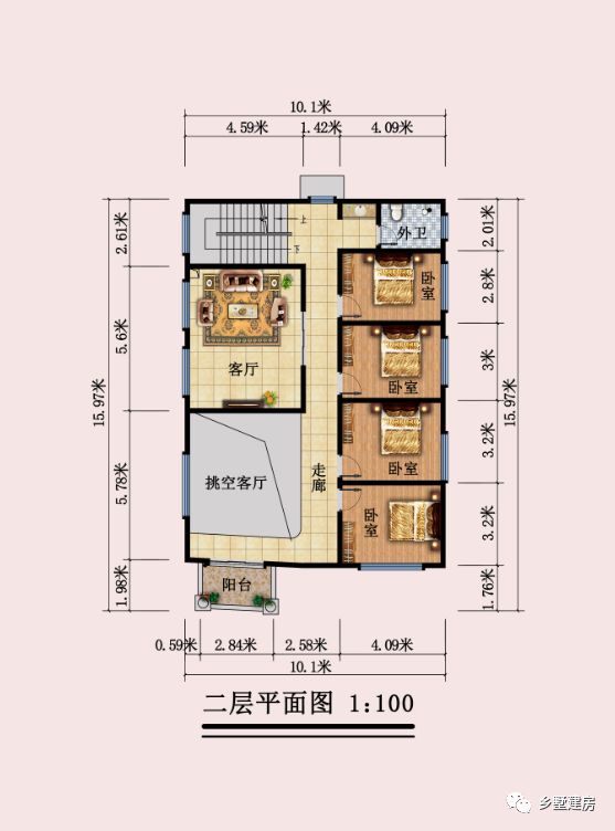 农村大家庭怎么设计?三层精美简欧,卧室多到你随心所欲
