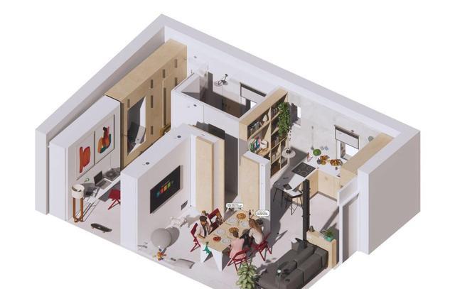 不服不行!45的房子,她靠2面活动墙,直接摇身一变成两室一厅