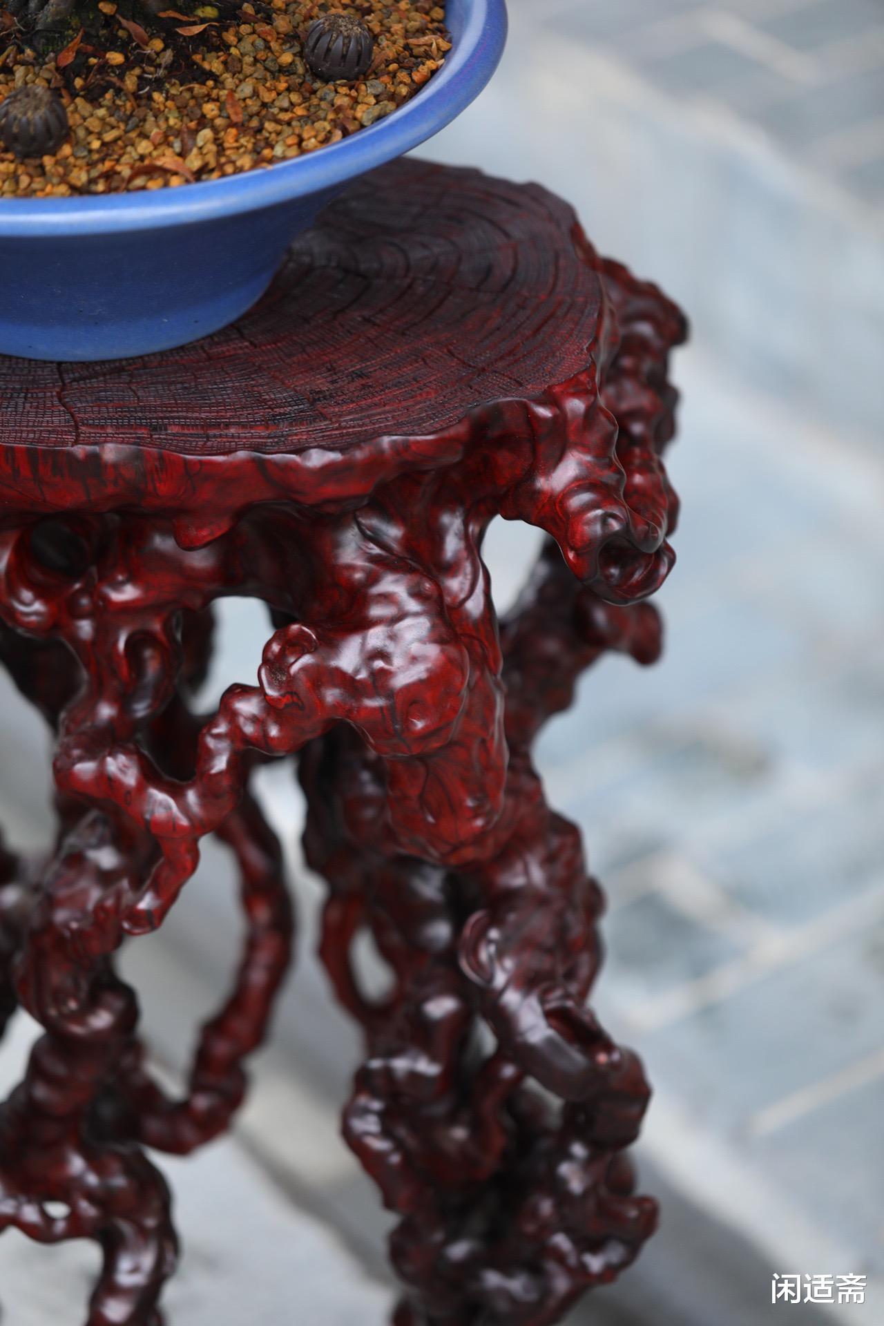 文房|文房雅室清供摆件，小叶紫檀随形大根几