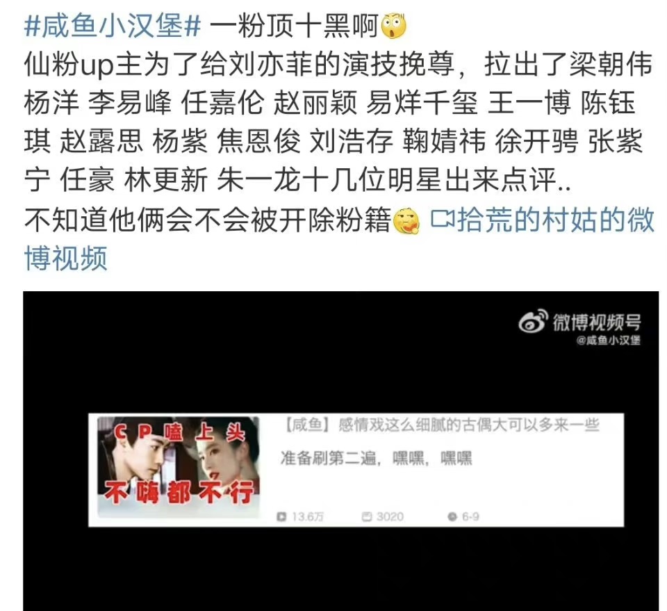 刘亦菲|一粉顶十黑,刘亦菲粉丝拉踩百家,称其演技胜过杨紫赵丽颖