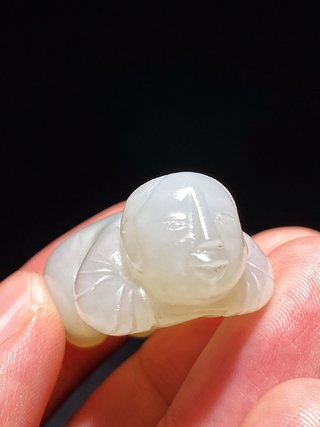 |清 和田玉籽料 白玉 童子 吊坠 挂件