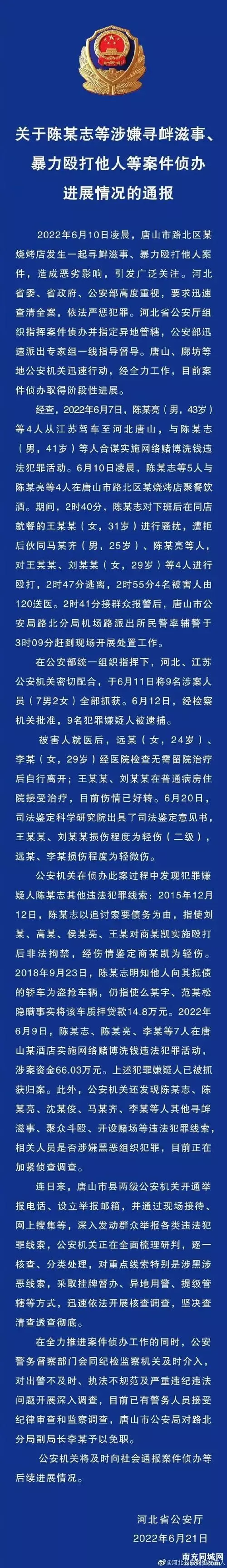 大快人心,唐山打人案主犯被判刑24年,希望他永远别减刑!