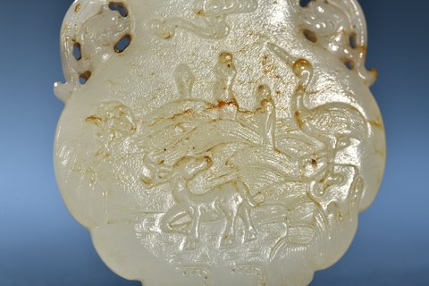 和田玉籽料|清代 和田玉籽料福如东海挂件