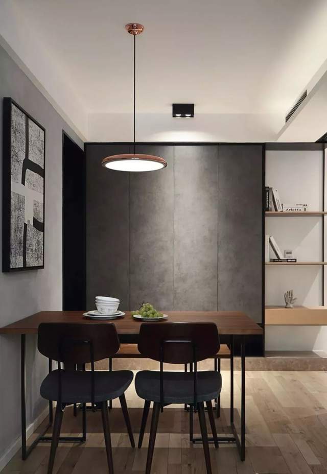 50平简约风公寓设计，整个客厅居然是哑光的