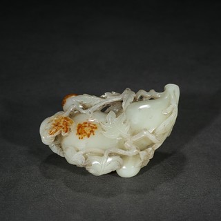 笔洗|清代：【和田玉福禄童子笔洗】