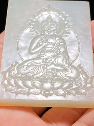 无量寿佛|清乾隆 和田玉籽料白玉 无量寿佛 阿弥陀佛 诗文玉牌