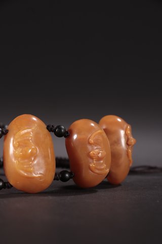 |旧藏-田黄石蝙蝠纹手串