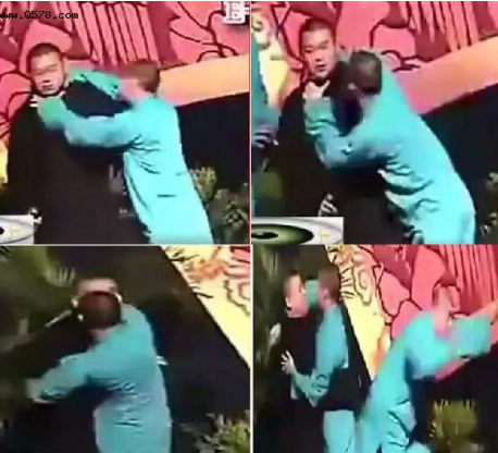 我是格鲁特|舞台上，曹云金突然掐住岳云鹏的脖子，两人扭打起来，曹云金气得大骂