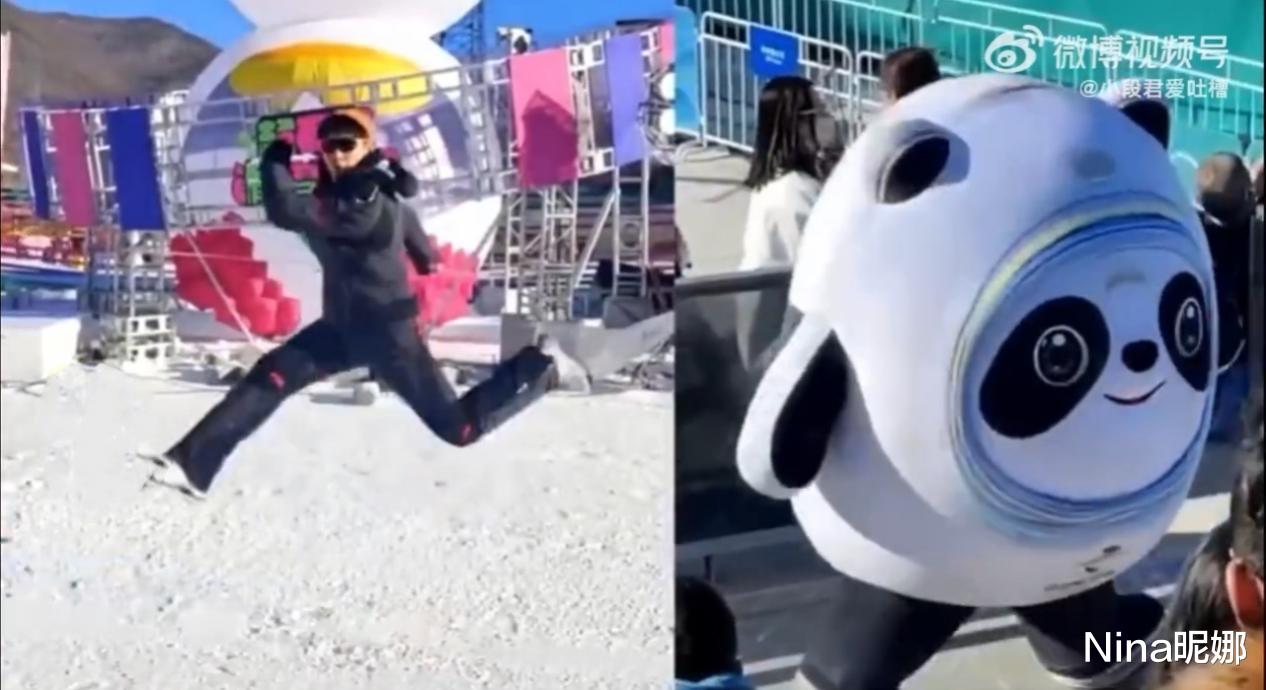 吴奇隆|宝刀不老！吴奇隆雪场跳“一字马”撞冰墩墩，臃肿滑雪服帅气依旧