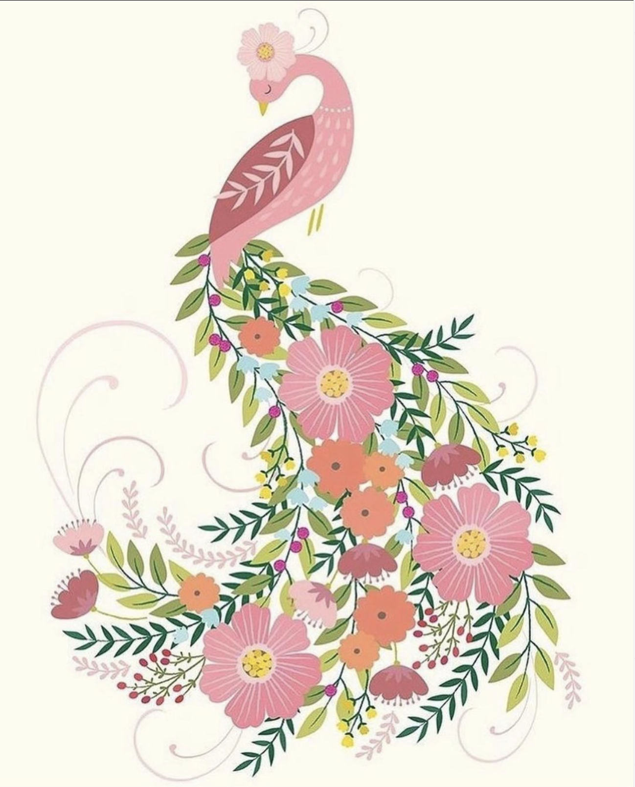 动物和花朵组合的清新图案  很适合孩子看的插画