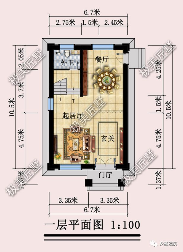 小面宽大进深的宅基地，如何才能建好房，看看这款设计如何