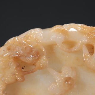 文房|清代-和田玉籽料双龙戏珠文房笔洗