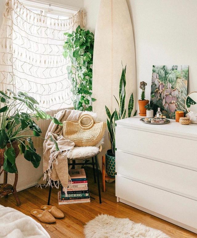 处处有植物的森系家居,配上藤编,整个家都能感受到大自然的呼吸