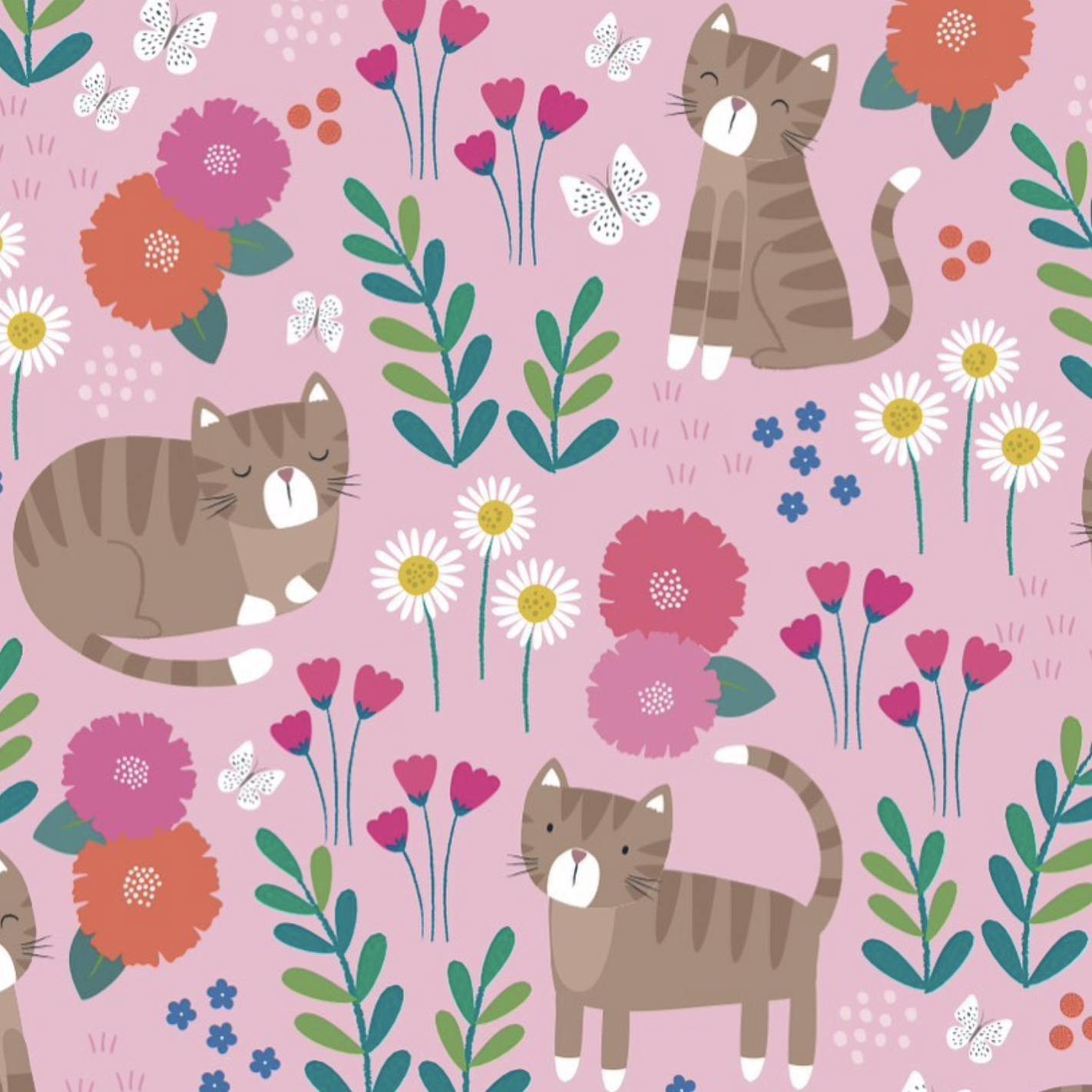 动物和花朵组合的清新图案  很适合孩子看的插画