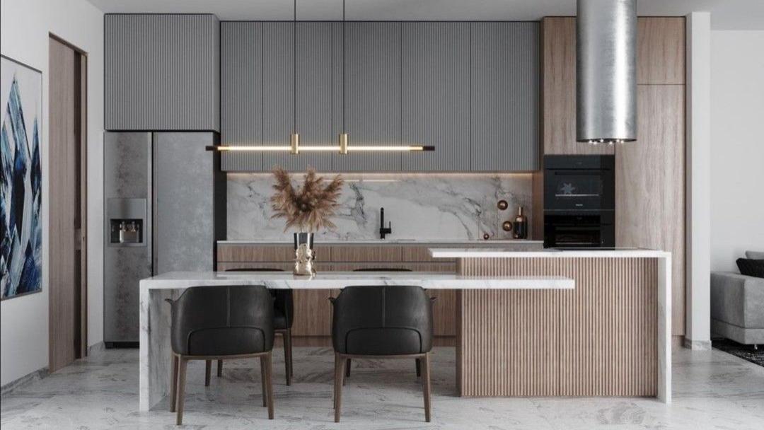 厨房岛台搭配4种台面做错层，颜值高实用性强，恨不得每个都安排上