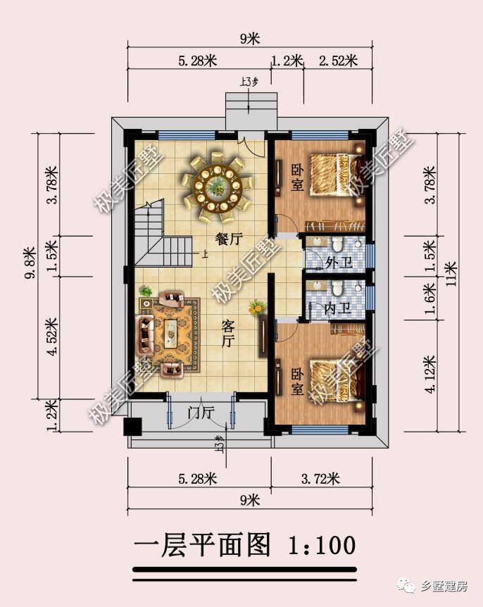 一侧无法开窗，这款两开间的简欧风真不错，不信来看看