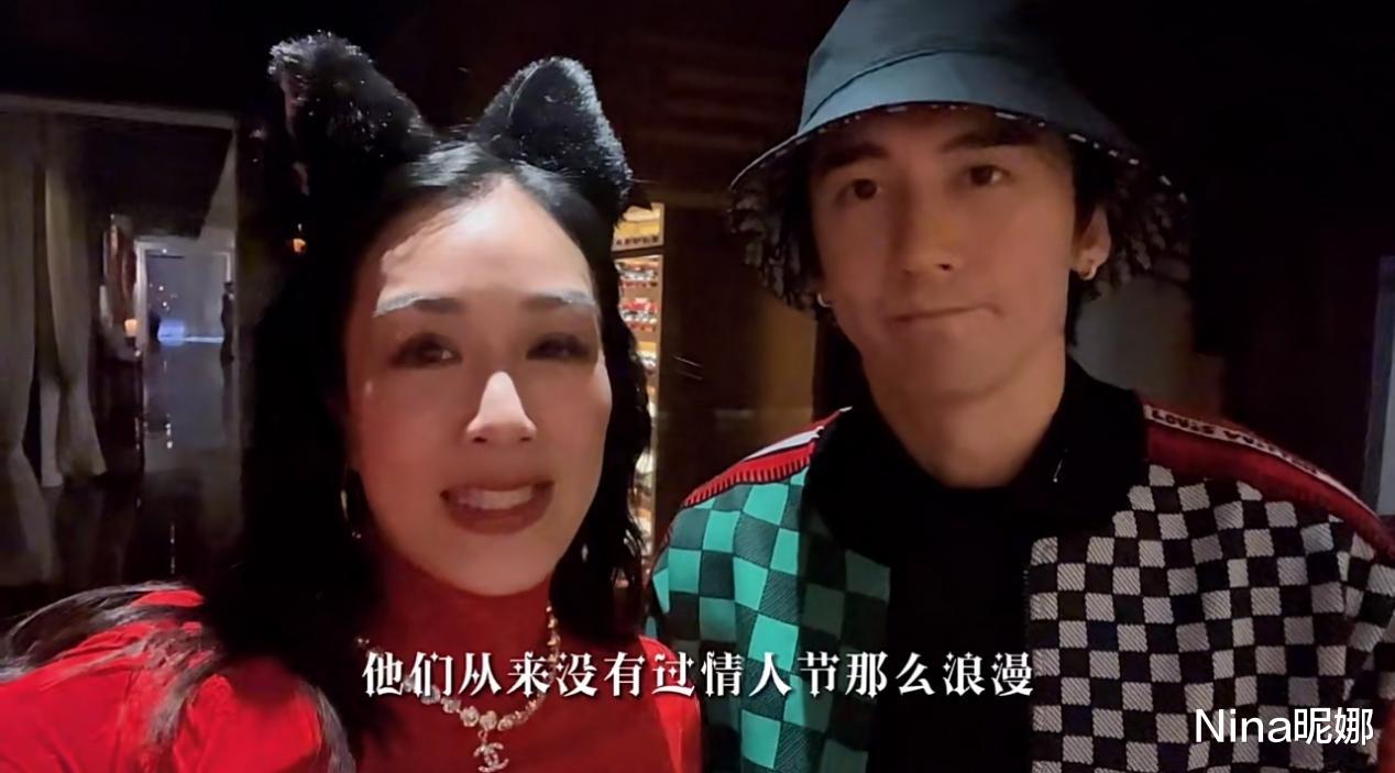 钟丽缇|钟丽缇一家过节,她穿红色戴猫耳朵打扮隆重,警察公公严肃像一家之主