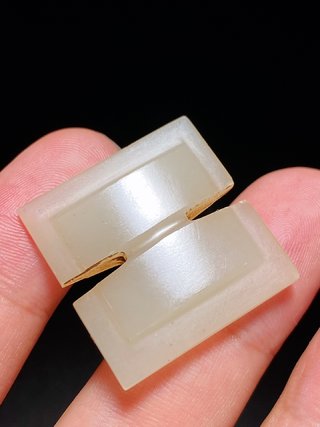 和田玉籽料|明以前 熟坑 和田玉籽料 白玉 工字珮 挂件