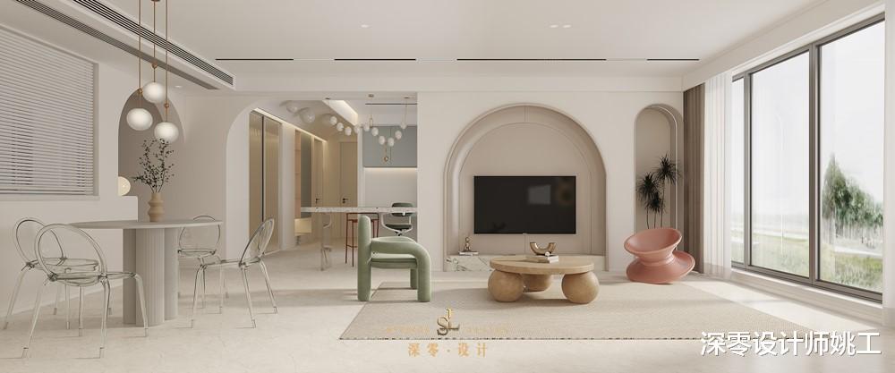 合肥九溪江南客厅，阳台纳入室内，和旁边小房间打通，做成开放式