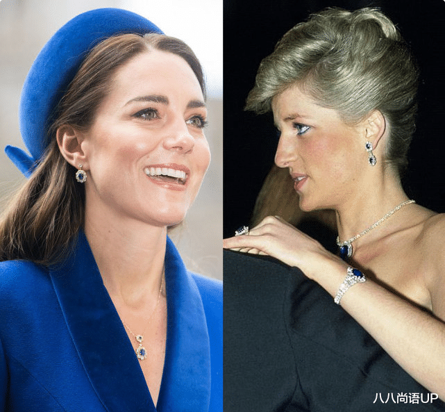 戴安娜王妃|凯特佩戴婆婆的珠宝首饰，同框卡米拉贴面吻，“婆媳”关系真融洽