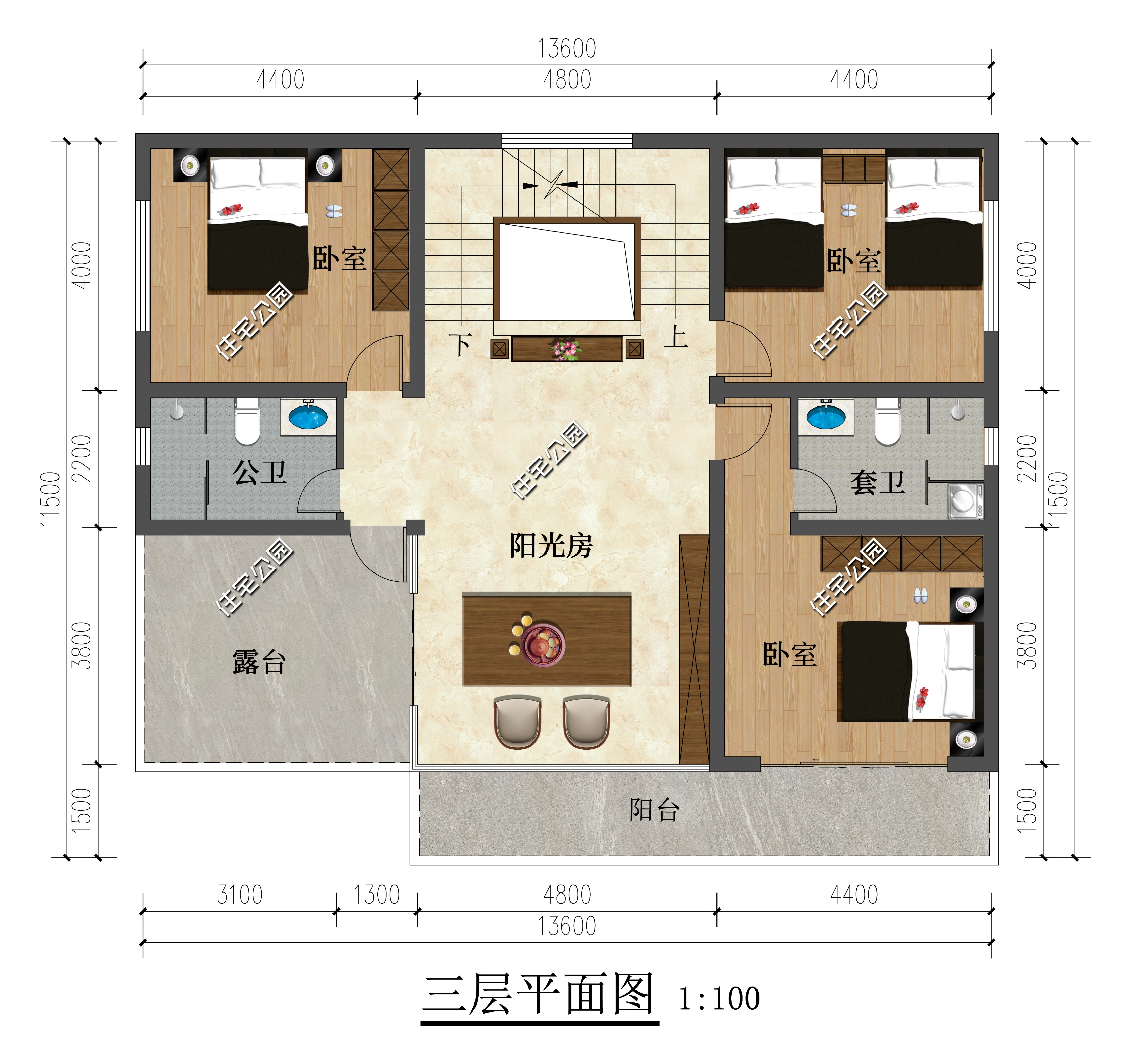 13×11米三层现代别墅,一层柴火灶、三层阳光房,实用又时尚