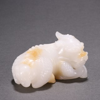 和田玉籽料|回流 和田玉籽料麒麟摆件