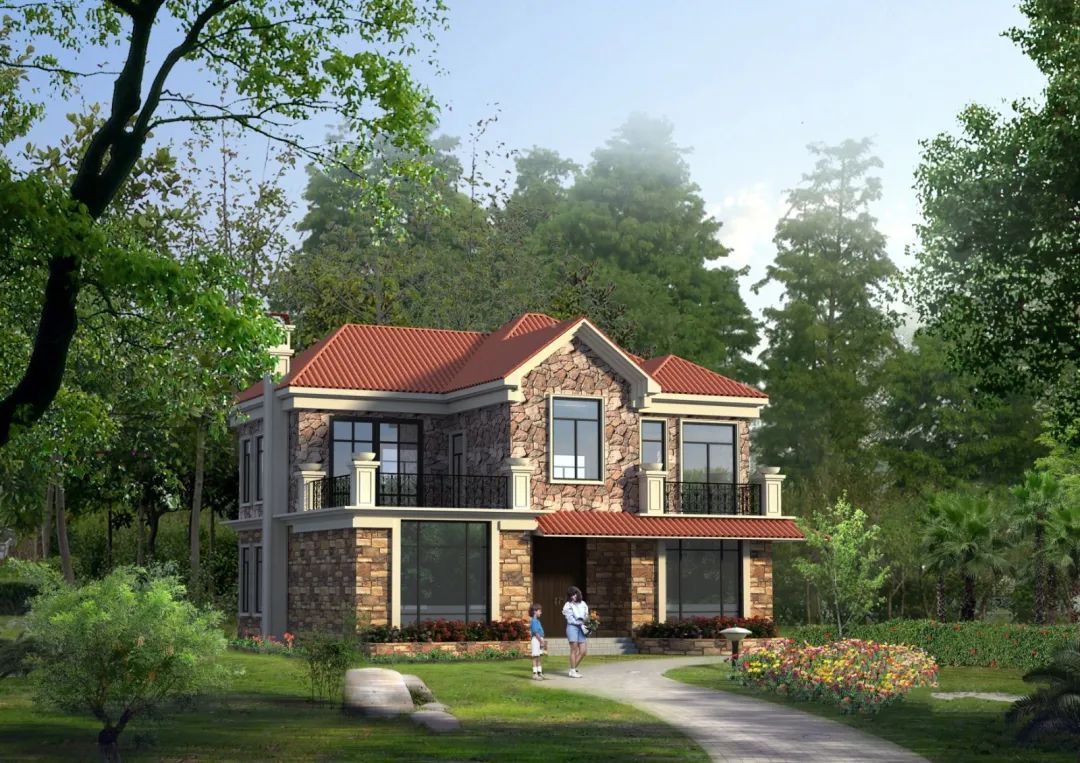 建房图纸:占地13x11二层复古别墅,露台设计,造价54W