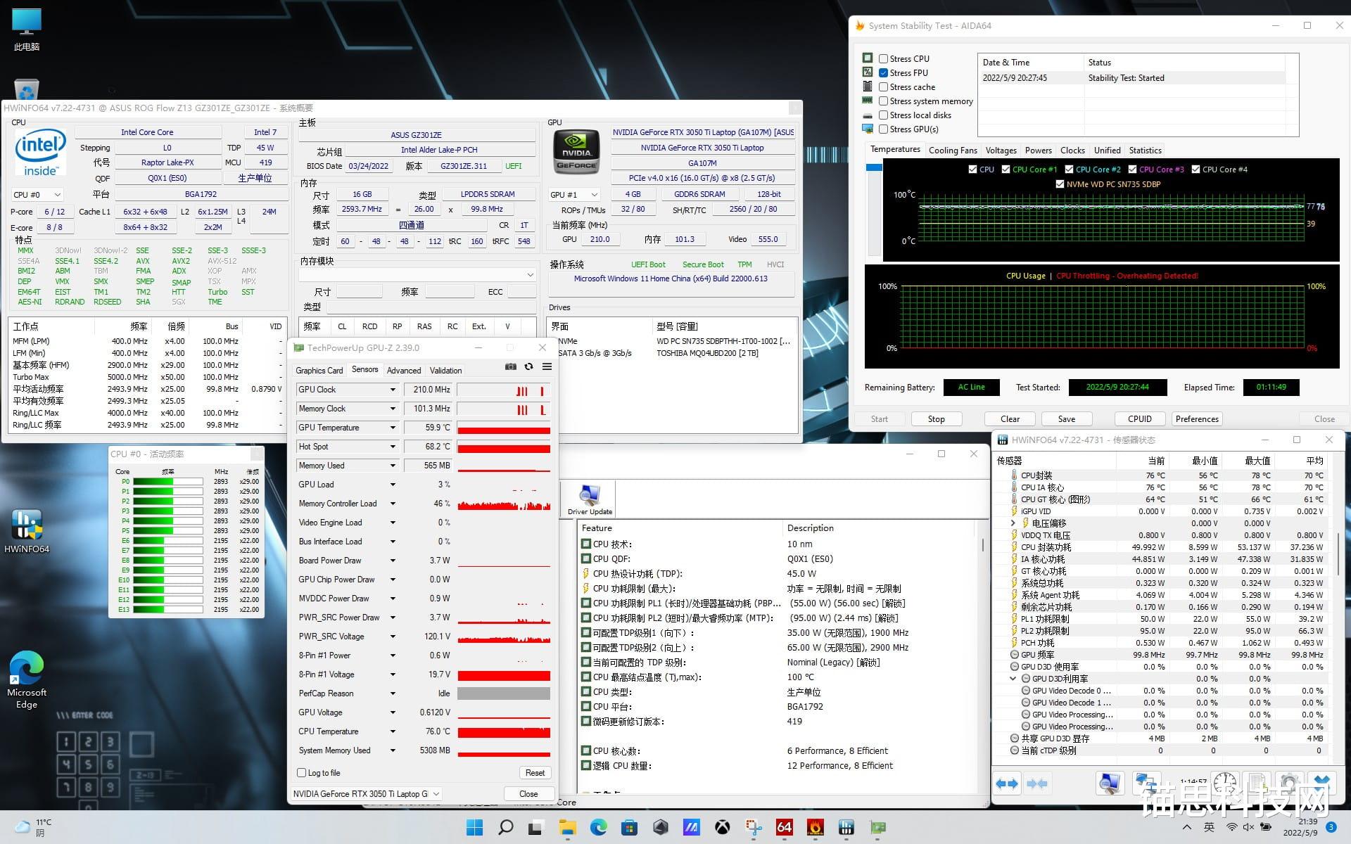 CPU|ROG幻X体验 i9-12900H配RTX3050Ti 真地表最强二合一笔记本