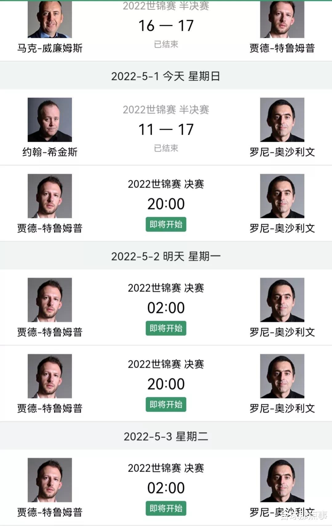 火箭队|斯诺克世锦赛决赛时间安排，火箭和特鲁姆普职业生涯交手记录