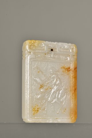 |清代 和田玉籽料老子出关牌