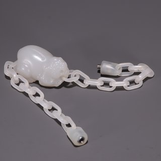 玉雕|旧藏·和田玉雕貔貅锁链手链