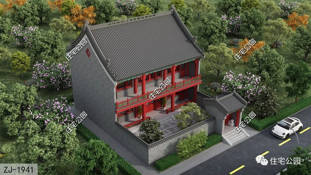 12×10米东西墙无窗的二层中式小院,少见的框架结构的小户型