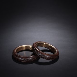 沉香|回流-纯正老沉香蝶花纹手镯一对