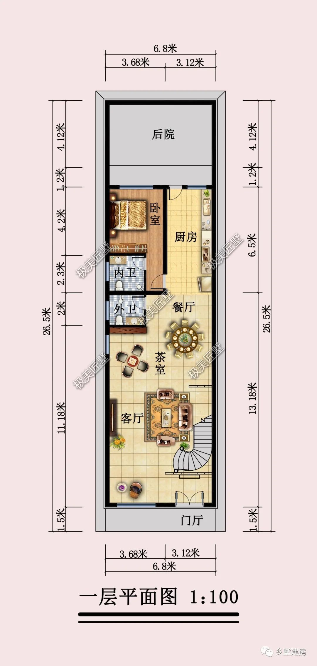 极小面宽搭超长进深,这样的三层简欧,一样让人心动不已