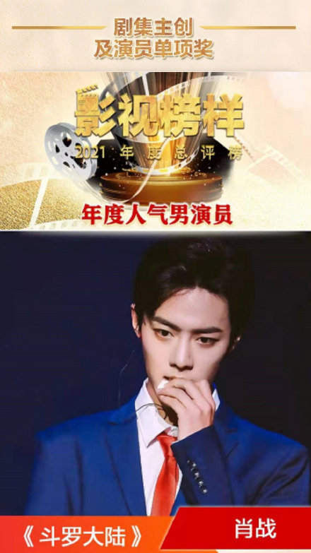 肖战|恭喜战战，获得2021年度人气男演员！