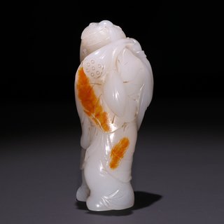 和田玉籽料|清 和田玉籽料举莲童子