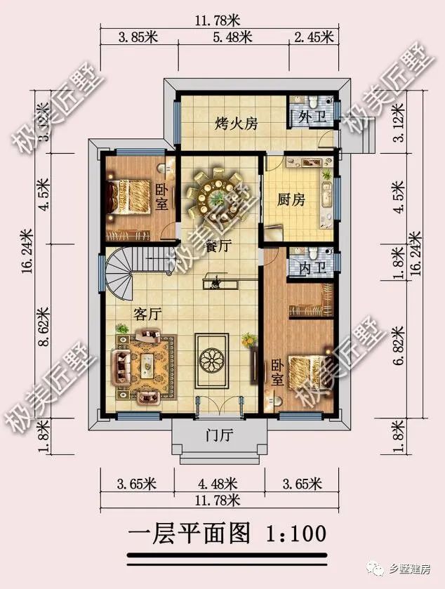 占地11.78X16.24米,二层新中式别墅风格,谁看谁都会心动