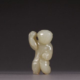 和田玉籽料|清代 和田玉籽料童子雕件