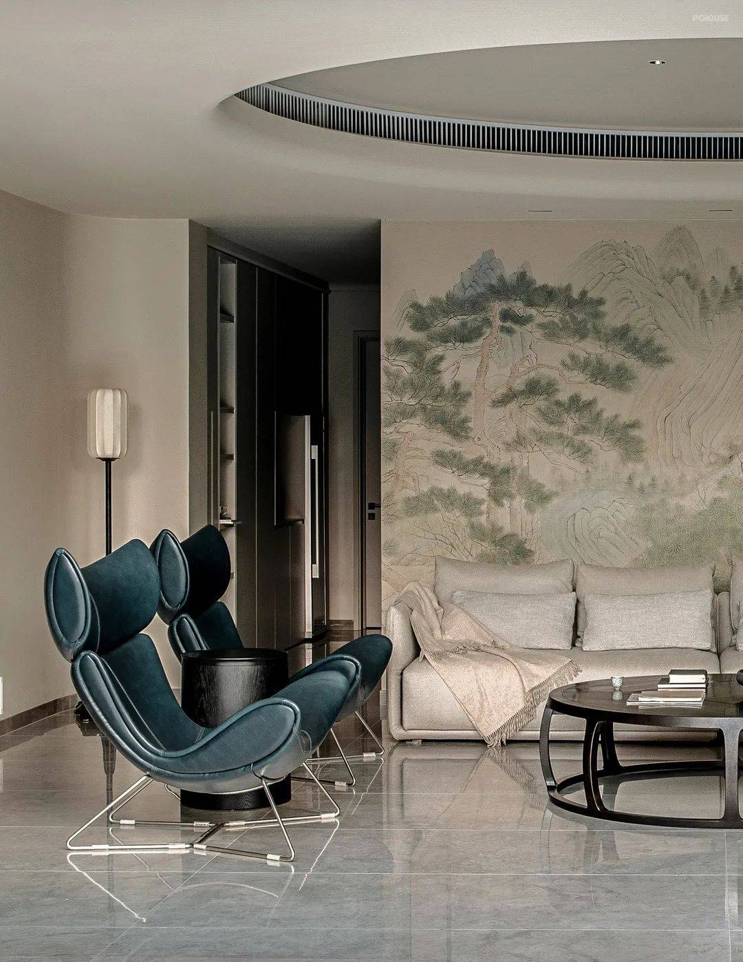 新中式与现代轻奢的完美结合,320㎡私家绿林绝美景观