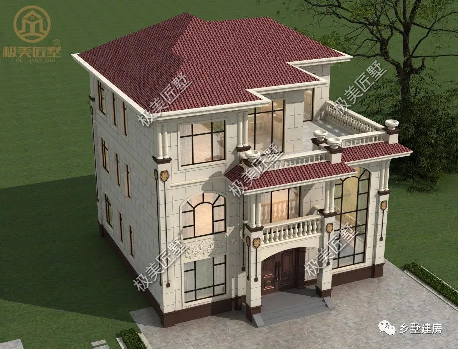 13X12米经典三层简欧别墅,同样的自建房,不一样的韵味