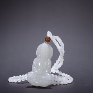 和田玉籽料|旧藏-和田玉籽料净瓶观音挂坠