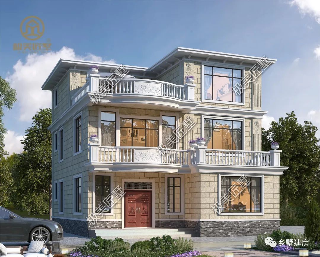 厨房前置设计,主屋内免受油烟,这款平屋顶简欧风让人惊喜