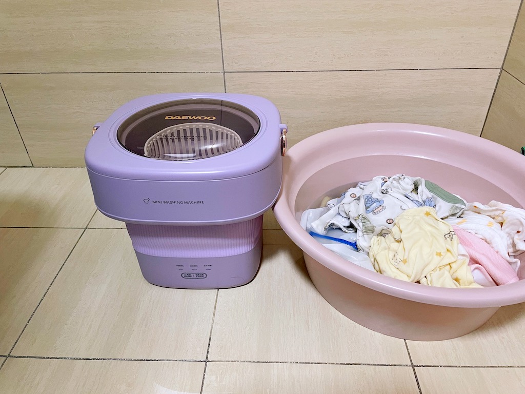 大宇折叠洗衣机,40°加热、深度杀菌、一键沥水,清洗孩子衣物必备