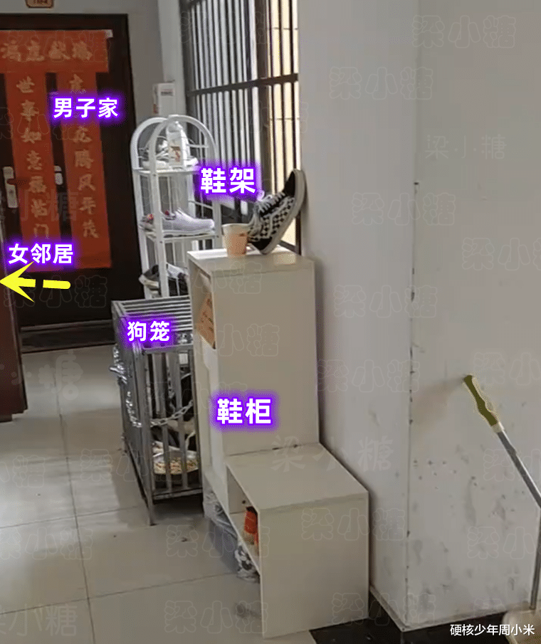 鞋柜|嚣张!男子欺负女邻居,在过道摆放狗笼和鞋柜,物业上门也被怼