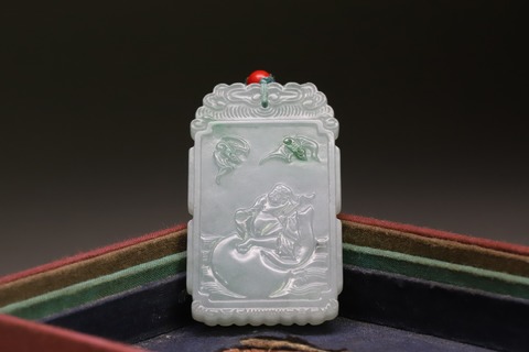 翡翠|老坑翡翠A货“八仙铁拐李”子冈牌