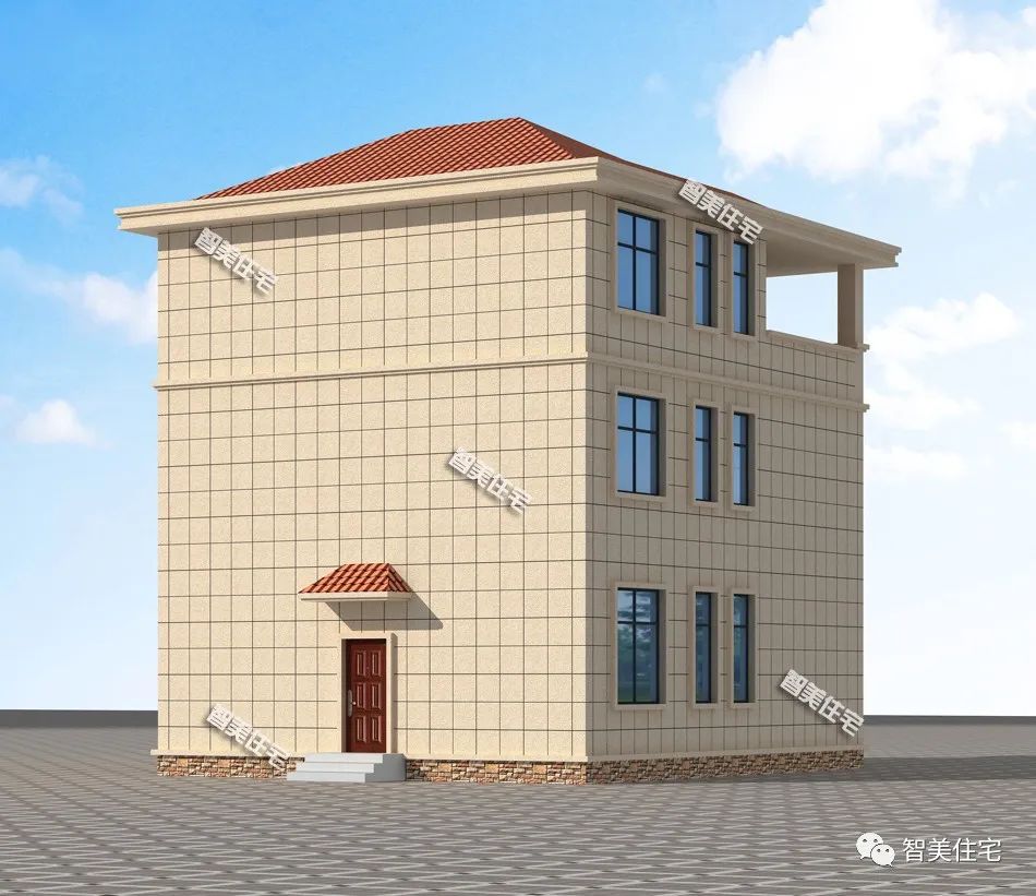 开间9.3米农村小别墅，首层设计有堂屋，室内通透采光好