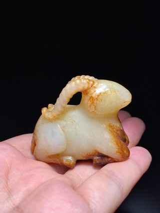 和田玉籽料|明以前 和田玉籽料 白玉 玉卧羊 玉羊 把件