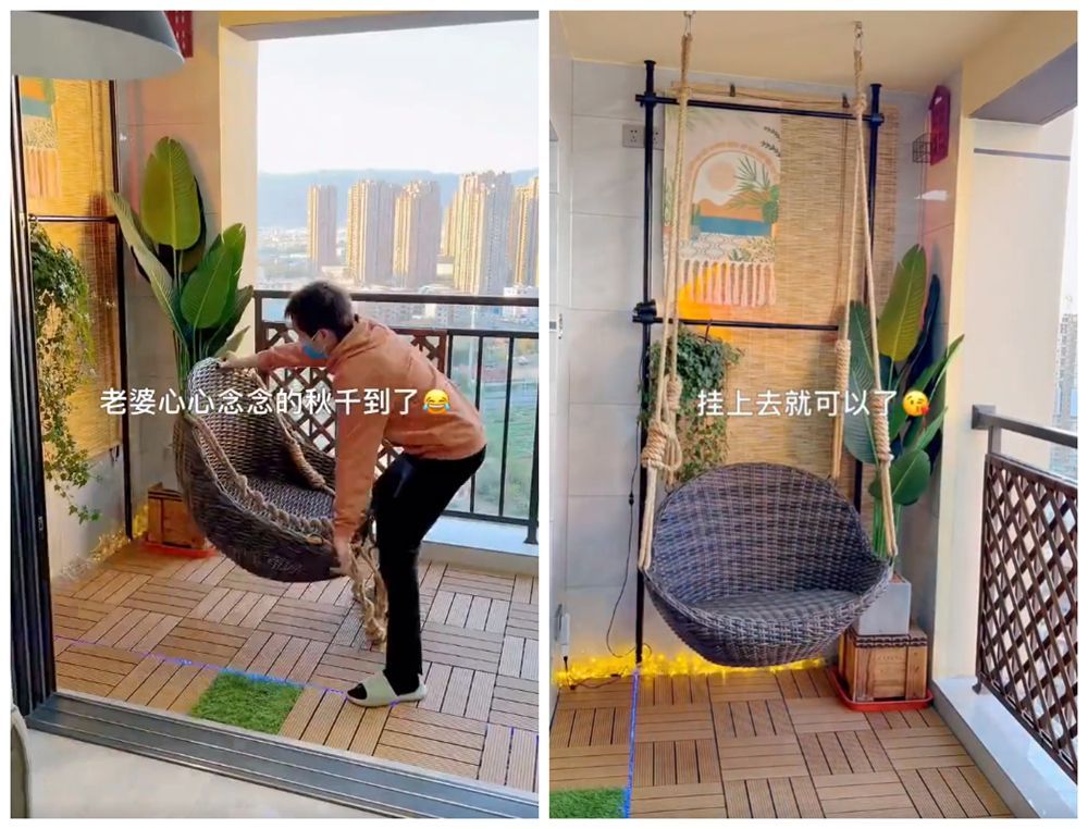 90后小哥为讨老婆欢心,低预算改造露天阳台,变成惬意休闲区