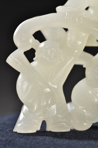 |清 和田玉 五子登科 雕件