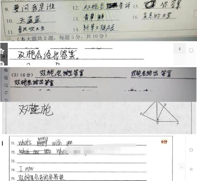 考试|期末各科试卷惊现“双枪会给你答案”，老师都懵了